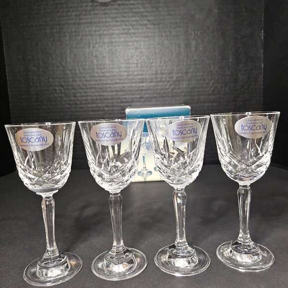 Set of 4 Vintage Lillian Cordials 24% Crystal Glasses by The Tocany Collection - Picture 1 of 10